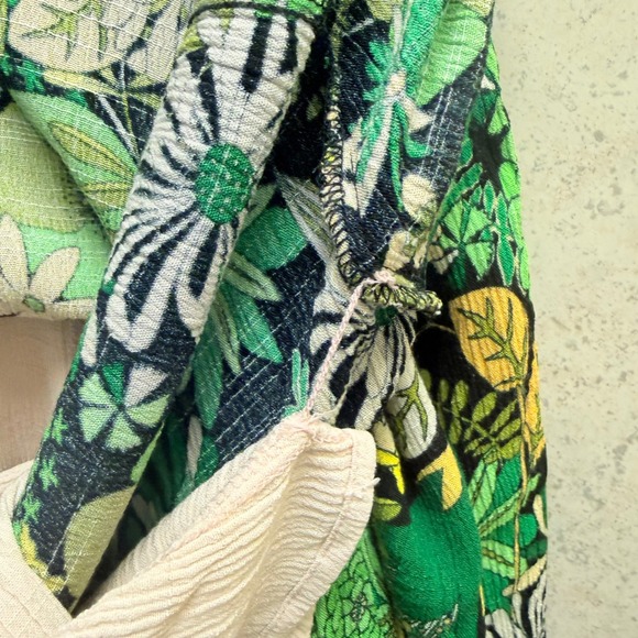 INC International Concepts XL Womens Boho Festive Lined Floral Green Yellow Top - Picture 6 of 8